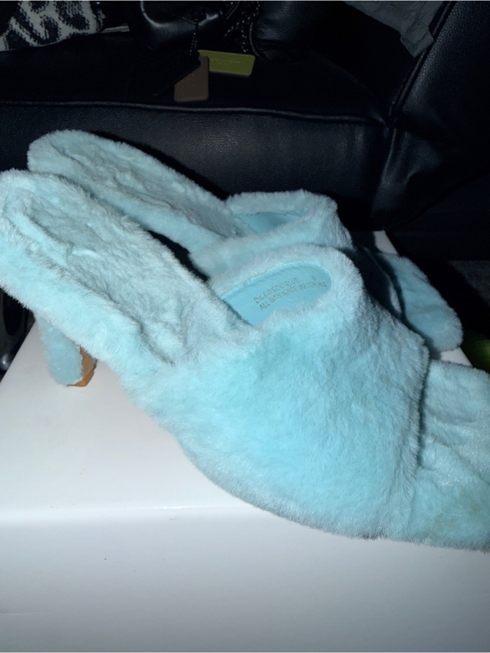 Azalea Wang Plush Mule Heels in Light Blue